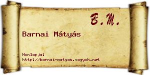 Barnai Mátyás névjegykártya